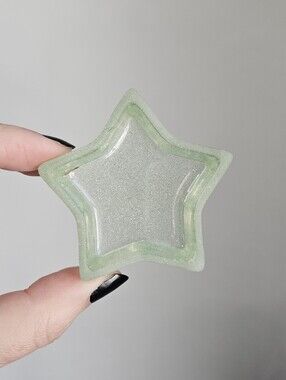 Handmade Green Glitter Star Resin Ring Dish Celestial Decor Mini Tray Fairycore